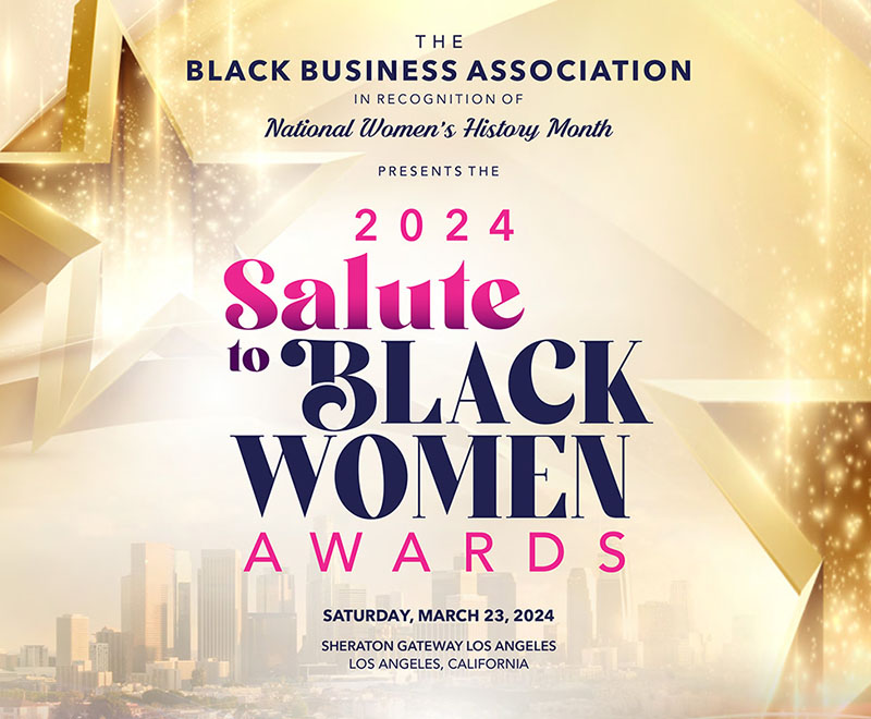 Gold sign that says 2024 Salute to Black Women Awards