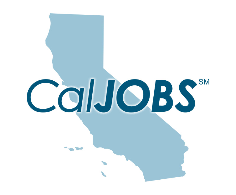 Blue and white CalJobs sign