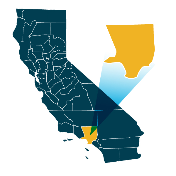 Los Angeles Basin Region on a map