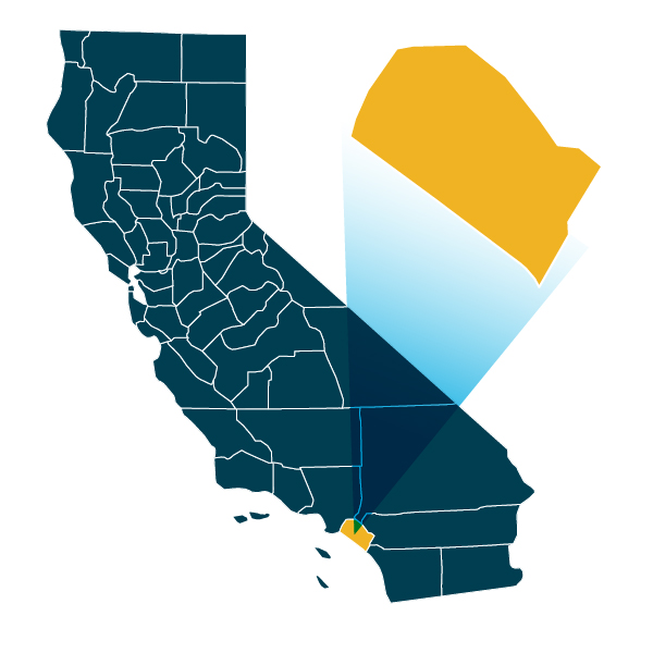 An image of the California Orange region on a map of California