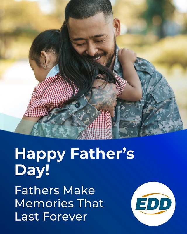 Smiling, happy child and father.