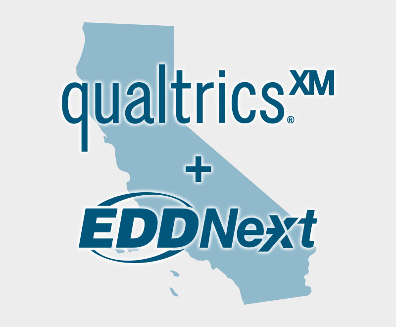Blue and white Qualtrics and EDDNext sign